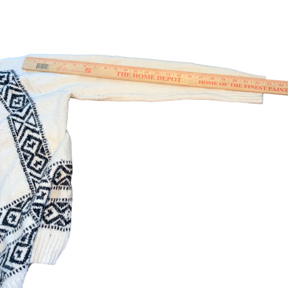 Hollister Womens Cream Aztec Fringe Open Front Cardigan Sweater Size L Boho - Picture 10 of 12